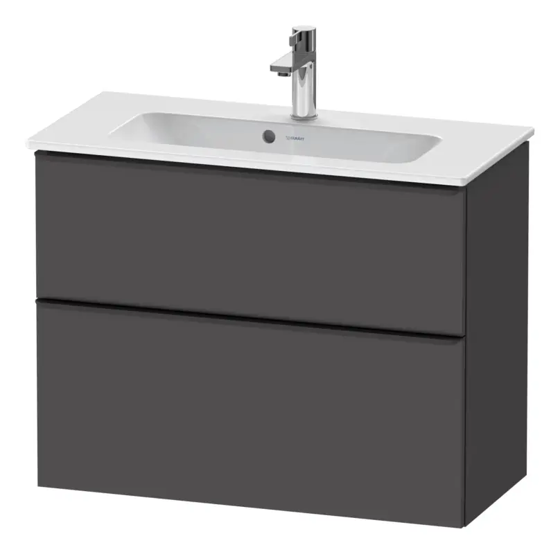 Duravit D-Neo Waschtischunterschrank mit 2 Auszügen Griff Diamantschwarz Matt 810 x 625 x 372 mm - Graphit Matt Finale Aktion