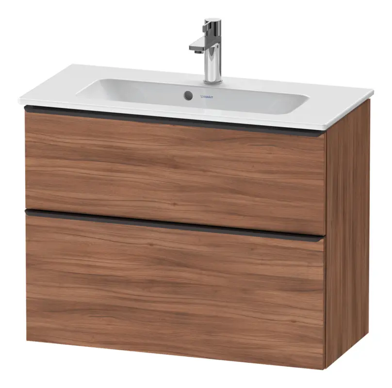Nur Für Kurze Zeit Duravit D-Neo Waschtischunterschrank mit 2 Auszügen Griff Diamantschwarz Matt 810 x 625 x 372 mm - Nussbaum Natur Matt