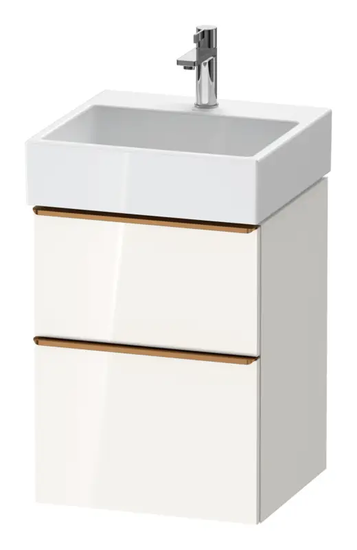 Must-Have Duravit D-Neo Waschtischunterschrank mit 2 Auszügen Griff Bronze Gebürstet 484 x 625 x 442 mm - Weiß Hochglanz