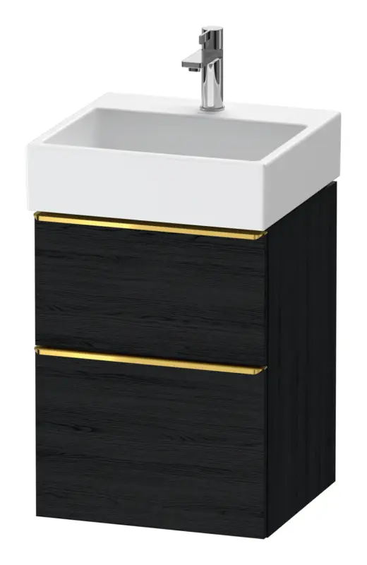 Must-Have Duravit D-Neo Waschtischunterschrank mit 2 Auszügen Griff Gold Poliert 484 x 625 x 442 mm - Eiche Schwarz Matt