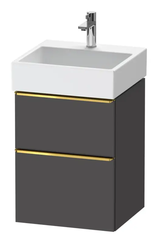 Rabatt Duravit D-Neo Waschtischunterschrank mit 2 Auszügen Griff Gold Poliert 484 x 625 x 442 mm - Graphit Matt