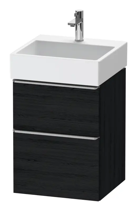 Markenware Duravit D-Neo Waschtischunterschrank mit 2 Auszügen Griff Edelstahl Gebürstet 484 x 625 x 442 mm - Eiche Schwarz Matt