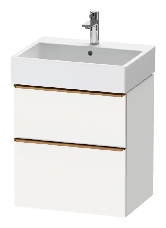 Letzte Chance Duravit D-Neo Waschtischunterschrank mit 2 Auszügen Griff Bronze Gebürstet 584 x 625 x 442 mm - Weiß Matt