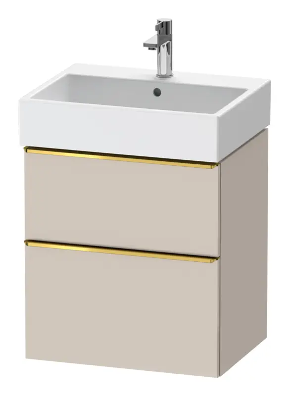Duravit D-Neo Waschtischunterschrank mit 2 Auszügen Griff Gold Poliert 584 x 625 x 442 mm - Taupe Matt Preisreduziert