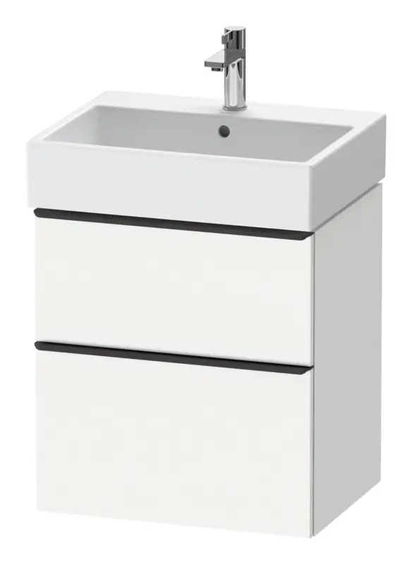 Duravit D-Neo Waschtischunterschrank mit 2 Auszügen Griff Diamantschwarz Matt 584 x 625 x 442 mm - Weiß Matt Angebot