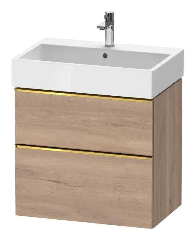 Preisknaller Duravit D-Neo Waschtischunterschrank mit 2 Auszügen Griff Gold Poliert 684 x 625 x 442 mm - Eiche Marmoriert Matt