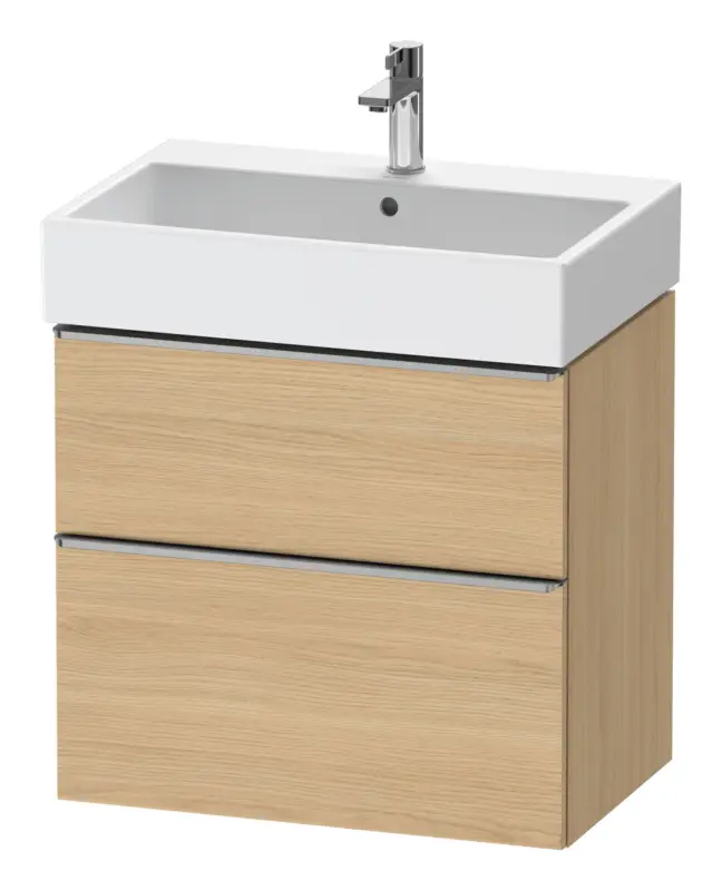 Highlight Duravit D-Neo Waschtischunterschrank mit 2 Auszügen Griff Edelstahl Gebürstet 684 x 625 x 442 mm - Eiche Natur Matt
