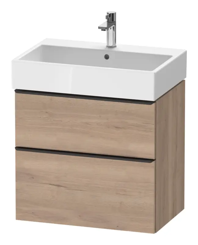 Preiswert Duravit D-Neo Waschtischunterschrank mit 2 Auszügen Griff Diamantschwarz Matt 684 x 625 x 442 mm - Eiche Marmoriert Matt