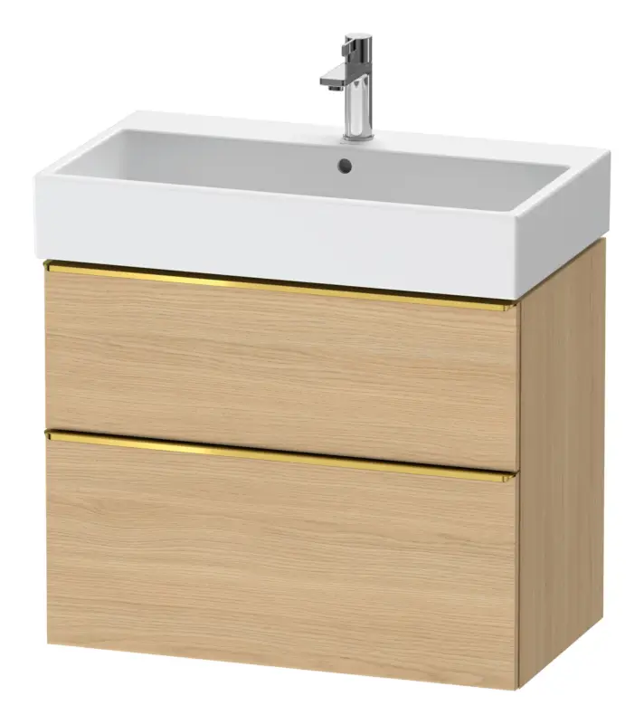 Beliebt Duravit D-Neo Waschtischunterschrank mit 2 Auszügen Griff Gold Poliert 784 x 625 x 442 mm - Eiche Natur Matt