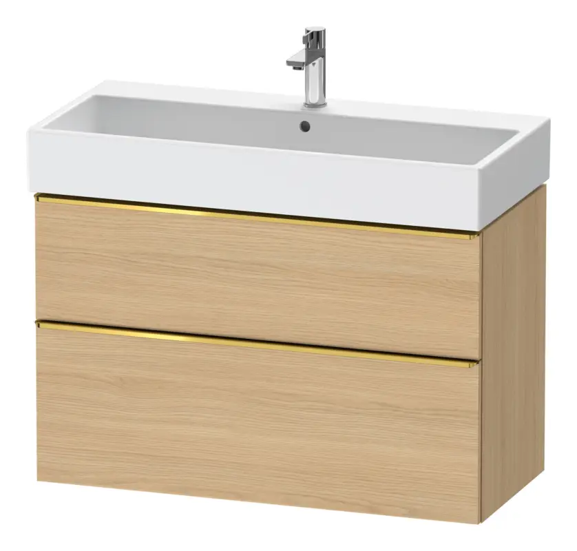 Duravit D-Neo Waschtischunterschrank mit 2 Auszügen Griff Gold Poliert 984 x 625 x 442 mm - Eiche Natur Matt Schnäppchen
