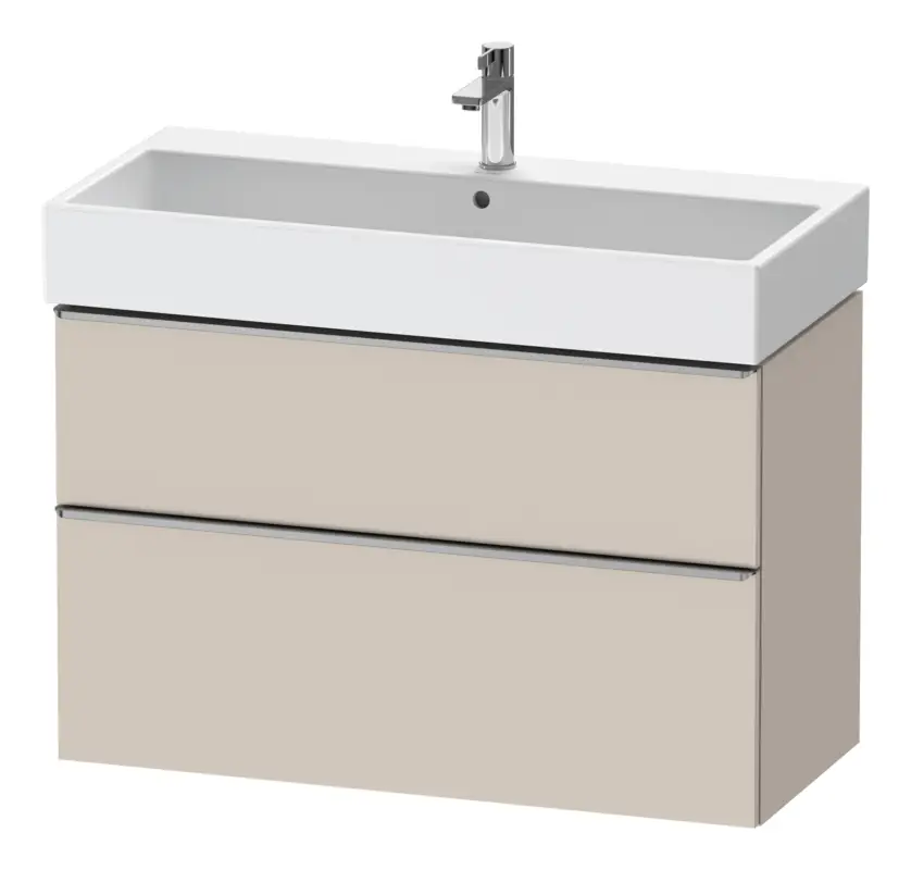 Duravit D-Neo Waschtischunterschrank mit 2 Auszügen Griff Edelstahl Gebürstet 984 x 625 x 442 mm - Taupe Matt Neue Ware