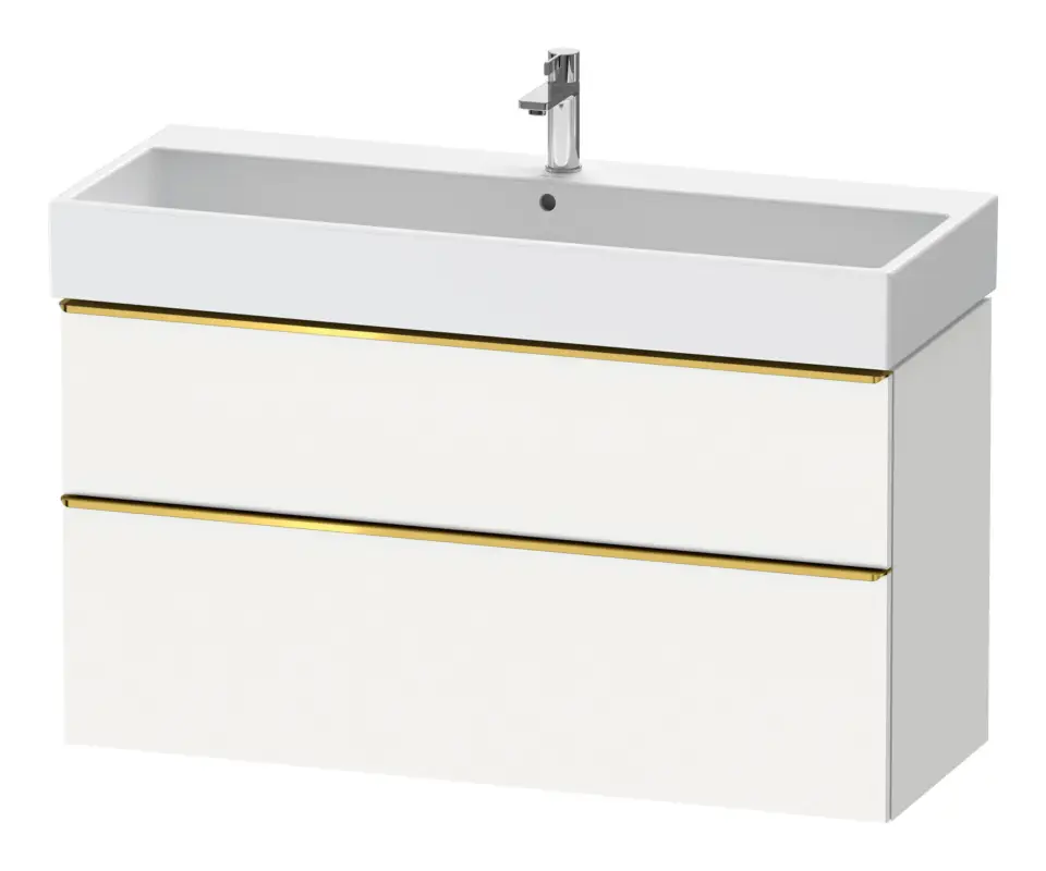 Letzte Chance Duravit D-Neo Waschtischunterschrank mit 2 Auszügen Griff Gold Poliert 1184 x 625 x 442 mm - Weiß Matt