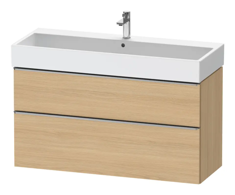 Super-Preis Duravit D-Neo Waschtischunterschrank mit 2 Auszügen Griff Edelstahl Gebürstet 1184 x 625 x 442 mm - Eiche Natur Matt