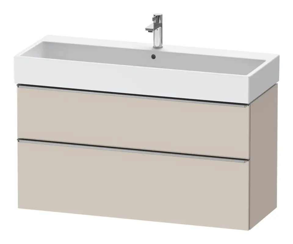 Duravit D-Neo Waschtischunterschrank mit 2 Auszügen Griff Edelstahl Gebürstet 1184 x 625 x 442 mm - Taupe Matt Markenware
