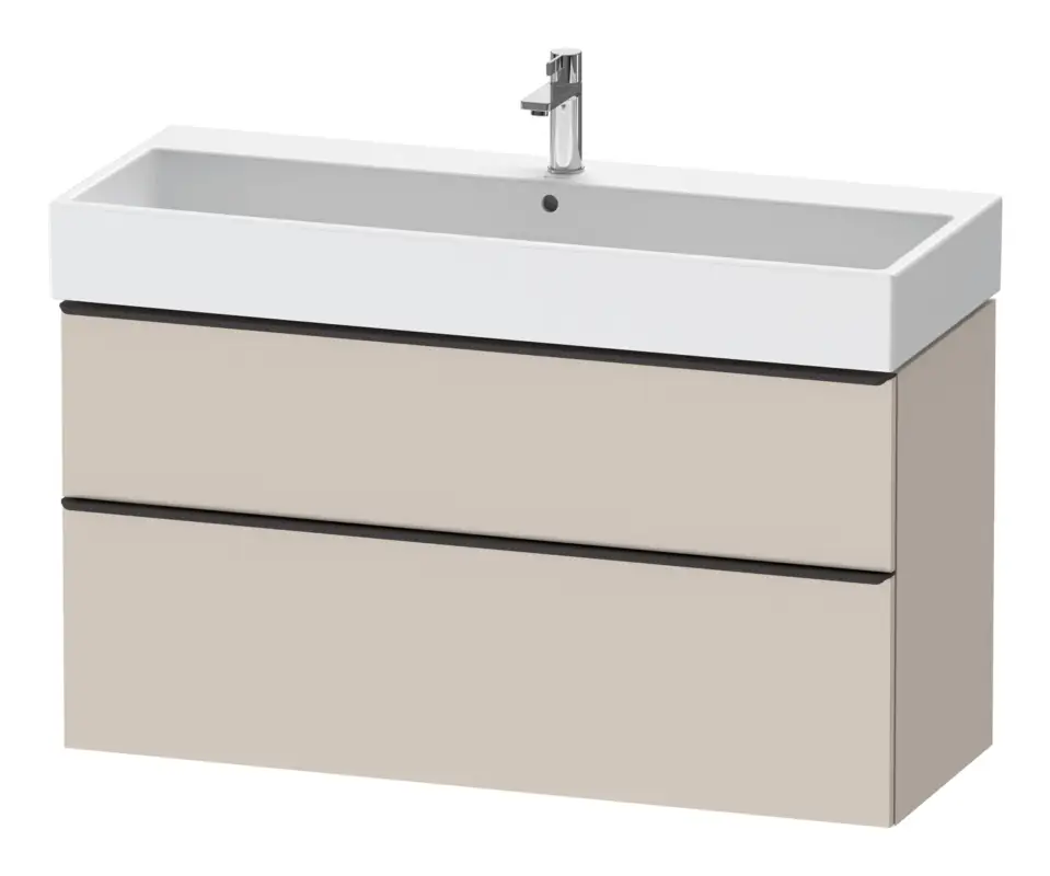 Geprüft Duravit D-Neo Waschtischunterschrank mit 2 Auszügen Griff Diamantschwarz Matt 1184 x 625 x 442 mm - Taupe Matt