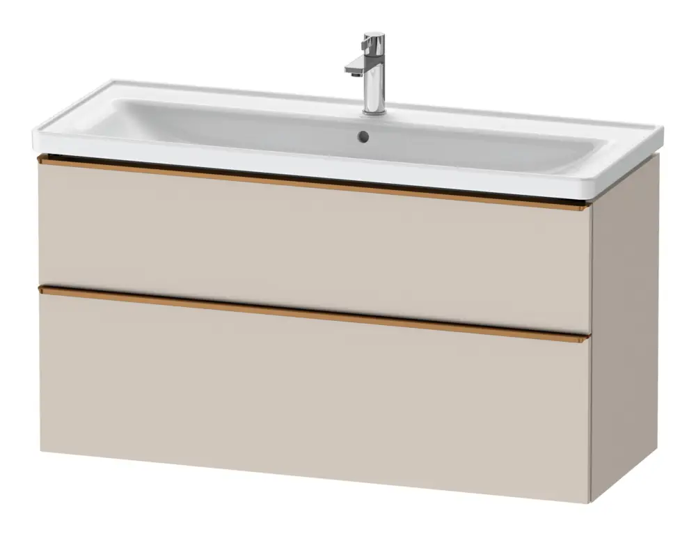 Duravit D-Neo Waschtischunterschrank mit 2 Auszügen Griff Bronze Gebürstet 1184 x 625 x 452 mm - Taupe Matt Zertifiziert