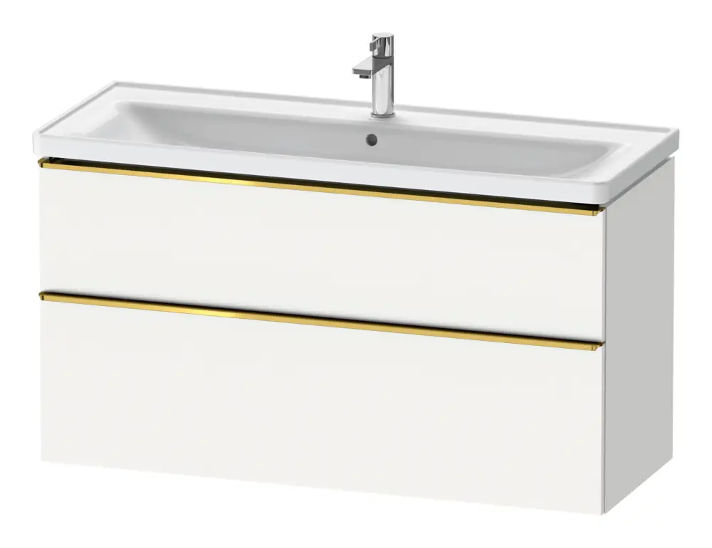 Rabatt Duravit D-Neo Waschtischunterschrank mit 2 Auszügen Griff Gold Poliert 1184 x 625 x 452 mm - Weiß Matt