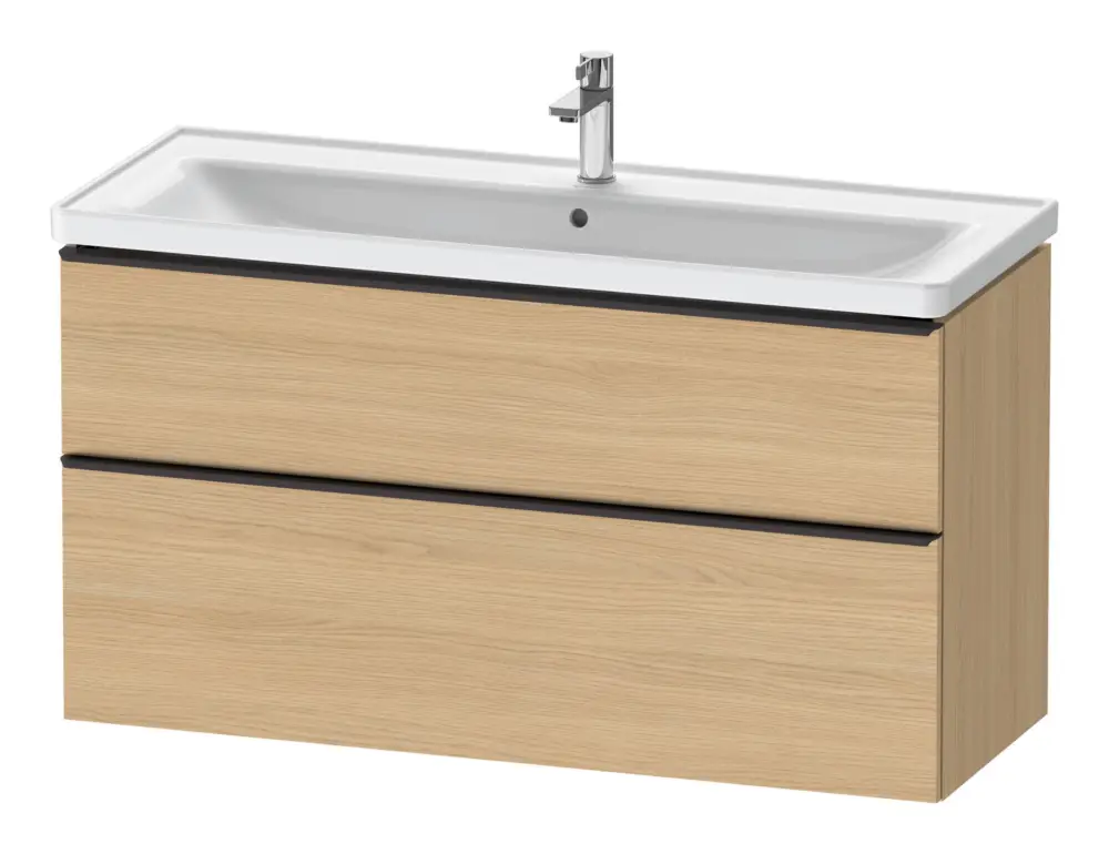 Duravit D-Neo Waschtischunterschrank mit 2 Auszügen Griff Diamantschwarz Matt 1184 x 625 x 452 mm - Eiche Natur Matt Wochenendangebot