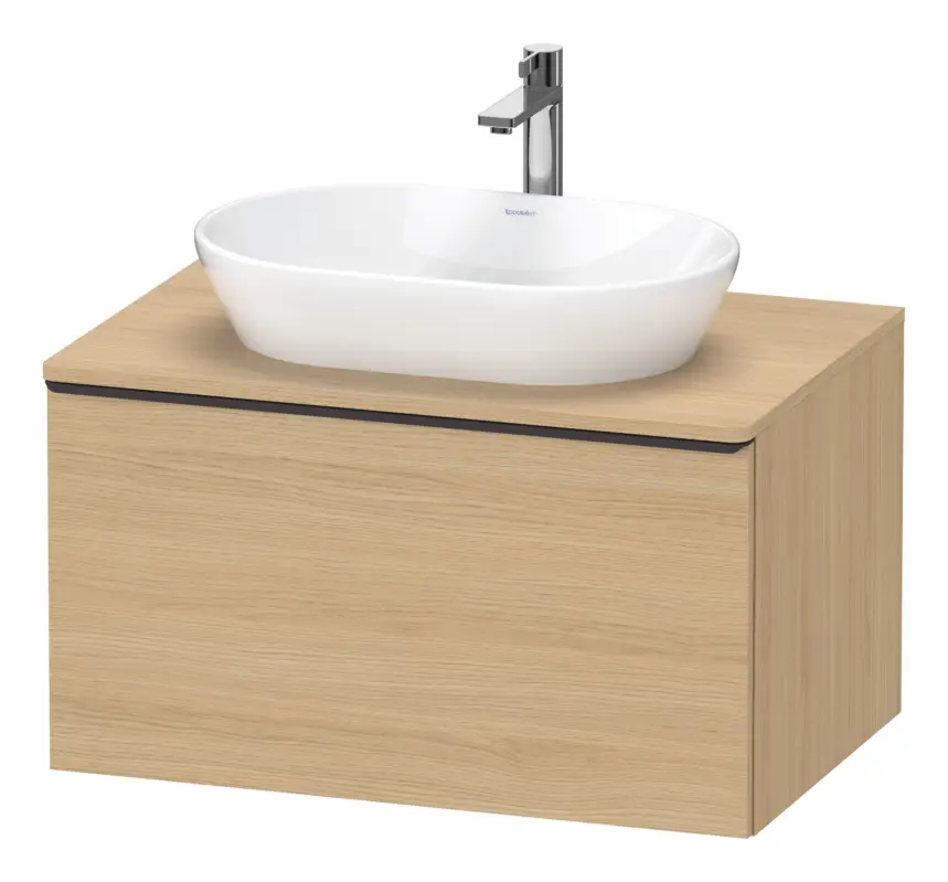 Neu Duravit D-Neo Konsolenwaschtischunterschrank mit 1 Auszug Griff Diamantschwarz Matt 800 x 459 x 550 mm - Eiche Natur Matt