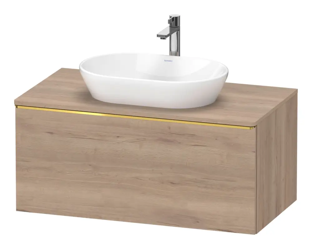 Duravit D-Neo Konsolenwaschtischunterschrank mit 1 Auszug Griff Gold Poliert 1000 x 459 x 550 mm - Eiche Marmoriert Matt Preisreduziert