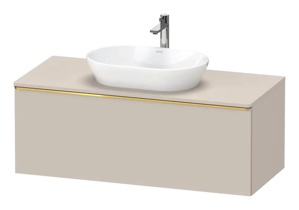Duravit D-Neo Konsolenwaschtischunterschrank mit 1 Auszug Griff Gold Poliert 1200 x 459 x 550 mm - Taupe Matt Preisreduziert
