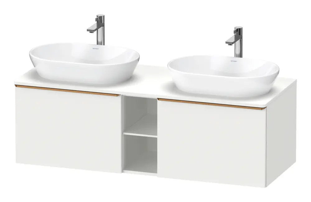 Duravit D-Neo Konsolenwaschtischunterschrank für 2 Becken mit 2 Auszügen und 2 Fächern Griff Bronze Gebürstet 1400 x 459 x 550 mm - Weiß Matt Billig