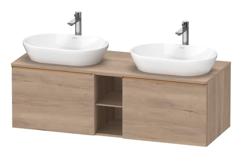 Online Kaufen Duravit D-Neo Konsolenwaschtischunterschrank für 2 Becken mit 2 Auszügen und 2 Fächern Griff Bronze Gebürstet 1400 x 459 x 550 mm - Eiche Marmoriert Matt