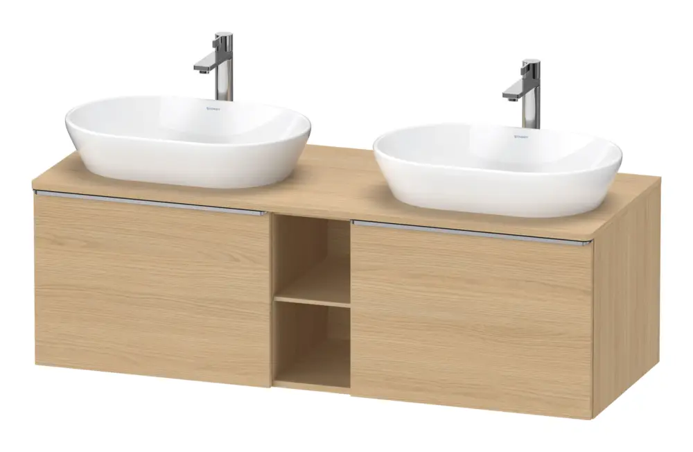 Duravit D-Neo Konsolenwaschtischunterschrank für 2 Becken mit 2 Auszügen und 2 Fächern Griff Edelstahl Gebürstet 1400 x 459 x 550 mm - Eiche Natur Matt Günstig