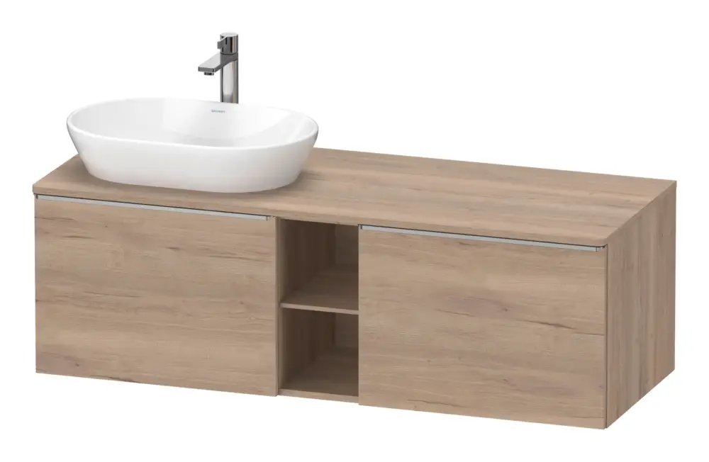Mega-Angebot Duravit D-Neo Konsolenwaschtischunterschrank für Becken links mit 2 Auszügen und 2 Fächern Griff Edelstahl Gebürstet 1400 x 459 x 550 mm - Eiche Marmoriert Matt