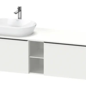 Abverkauf Duravit D-Neo Konsolenwaschtischunterschrank für Becken links mit 2 Auszügen und 2 Fächern Griff Diamantschwarz Matt 1400 x 459 x 550 mm - Weiß Matt