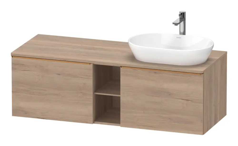 Nur Für Kurze Zeit Duravit D-Neo Konsolenwaschtischunterschrank für Becken rechts mit 2 Auszügen und 2 Fächern Griff Bronze Gebürstet 1400 x 459 x 550 mm - Eiche Marmoriert Matt