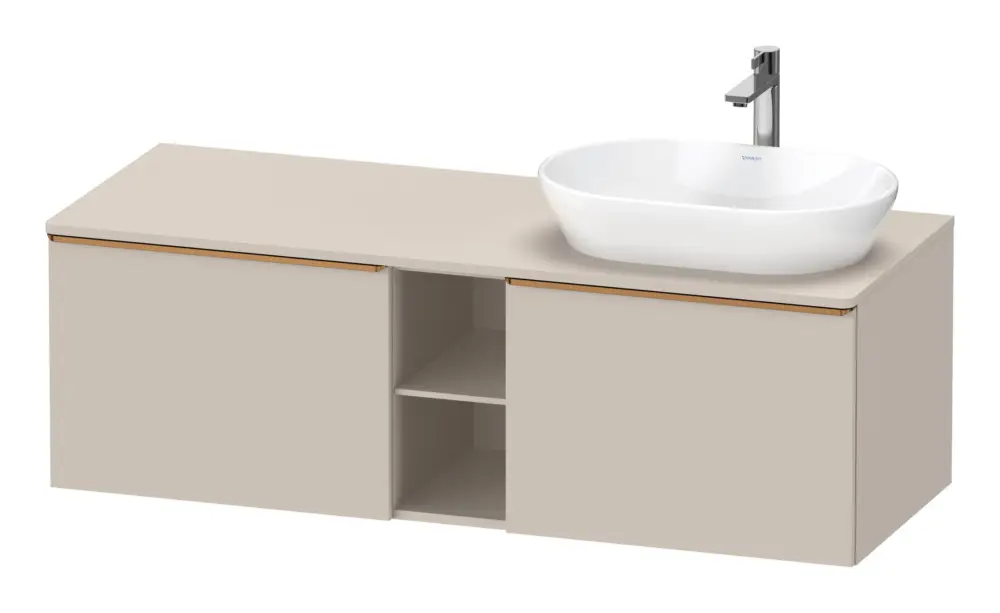 Mega-Angebot Duravit D-Neo Konsolenwaschtischunterschrank für Becken rechts mit 2 Auszügen und 2 Fächern Griff Bronze Gebürstet 1400 x 459 x 550 mm - Taupe Matt