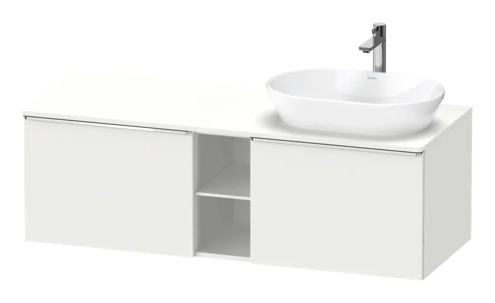 Duravit D-Neo Konsolenwaschtischunterschrank für Becken rechts mit 2 Auszügen und 2 Fächern Griff Chrom Hochglanz 1400 x 459 x 550 mm - Weiß Matt Versand Am Gleichen Tag
