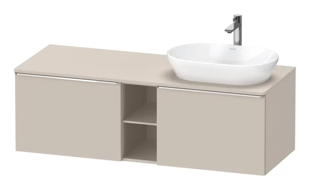 Duravit D-Neo Konsolenwaschtischunterschrank für Becken rechts mit 2 Auszügen und 2 Fächern Griff Chrom Hochglanz 1400 x 459 x 550 mm - Taupe Matt Neuheit