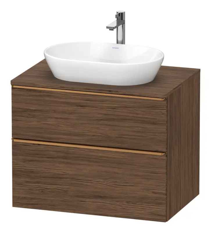 Duravit D-Neo Konsolenwaschtischunterschrank mit 2 Auszügen Griff Bronze Gebürstet 800 x 644 x 550 mm - Nussbaum dunkel Matt Wochenendangebot