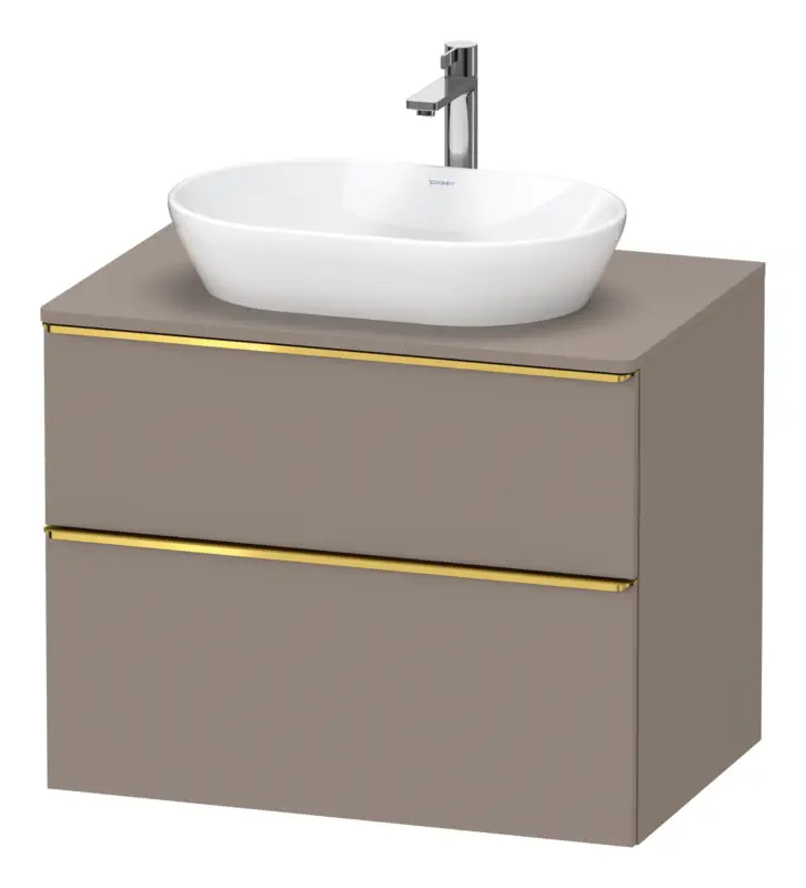 Duravit D-Neo Konsolenwaschtischunterschrank mit 2 Auszügen Griff Gold Poliert 800 x 644 x 550 mm - Basalt Matt Abverkauf