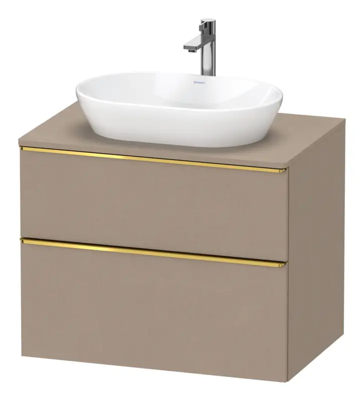 Duravit D-Neo Konsolenwaschtischunterschrank mit 2 Auszügen Griff Gold Poliert 800 x 644 x 550 mm - Leinen Matt Versand Am Gleichen Tag