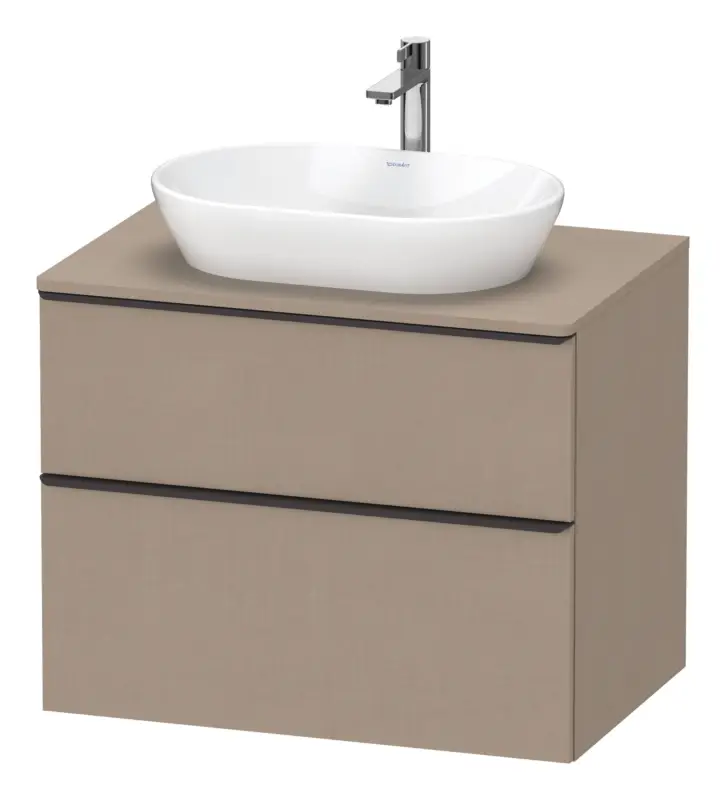 Highlight Duravit D-Neo Konsolenwaschtischunterschrank mit 2 Auszügen Griff Diamantschwarz Matt 800 x 644 x 550 mm - Leinen Matt