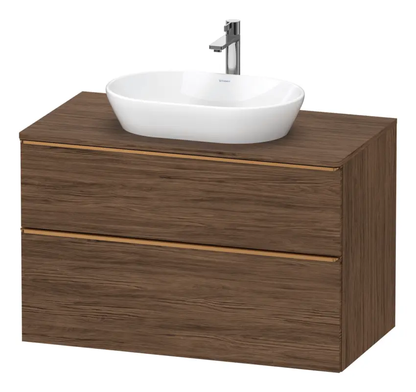 Preiswert Duravit D-Neo Konsolenwaschtischunterschrank mit 2 Auszügen Griff Bronze Gebürstet 1000 x 644 x 550 mm - Nussbaum dunkel Matt