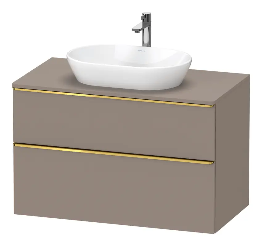 Bestpreis Duravit D-Neo Konsolenwaschtischunterschrank mit 2 Auszügen Griff Gold Poliert 1000 x 644 x 550 mm - Basalt Matt