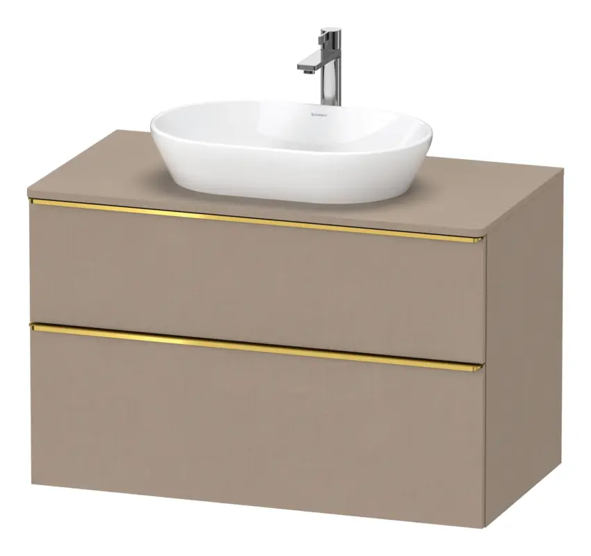 Duravit D-Neo Konsolenwaschtischunterschrank mit 2 Auszügen Griff Gold Poliert 1000 x 644 x 550 mm - Leinen Matt Echt