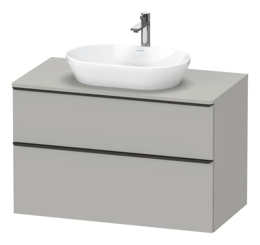 Ausverkauf Duravit D-Neo Konsolenwaschtischunterschrank mit 2 Auszügen Griff Diamantschwarz Matt 1000 x 644 x 550 mm - Betongrau Matt