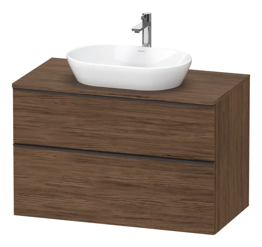 Duravit D-Neo Konsolenwaschtischunterschrank mit 2 Auszügen Griff Diamantschwarz Matt 1000 x 644 x 550 mm - Nussbaum dunkel Matt Wochenendangebot