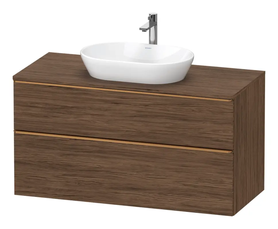 Duravit D-Neo Konsolenwaschtischunterschrank mit 2 Auszügen Griff Bronze Gebürstet 1200 x 644 x 550 mm - Nussbaum dunkel Matt Versand Am Gleichen Tag