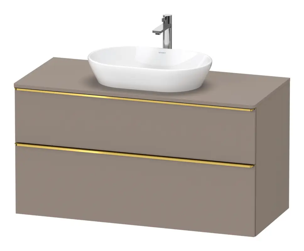 Highlight Duravit D-Neo Konsolenwaschtischunterschrank mit 2 Auszügen Griff Gold Poliert 1200 x 644 x 550 mm - Basalt Matt