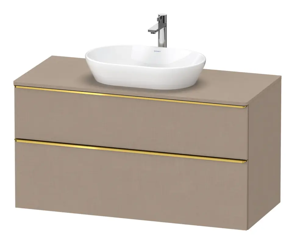Duravit D-Neo Konsolenwaschtischunterschrank mit 2 Auszügen Griff Gold Poliert 1200 x 644 x 550 mm - Leinen Matt Direktkauf