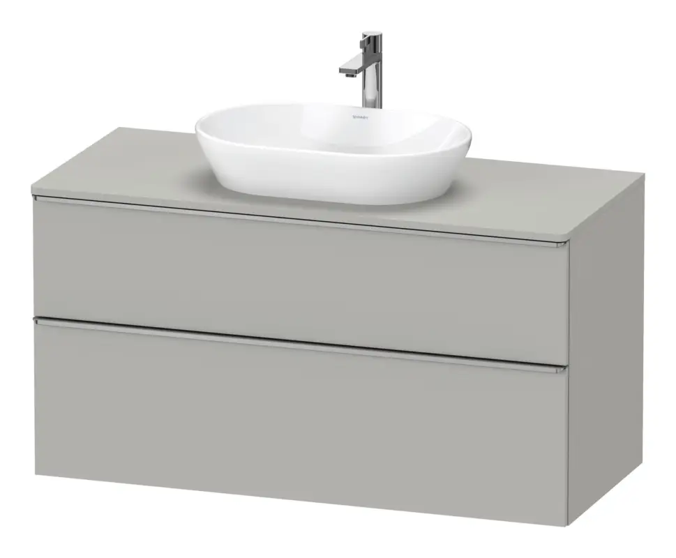 Zertifiziert Duravit D-Neo Konsolenwaschtischunterschrank mit 2 Auszügen Griff Edelstahl Gebürstet 1200 x 644 x 550 mm - Betongrau Matt