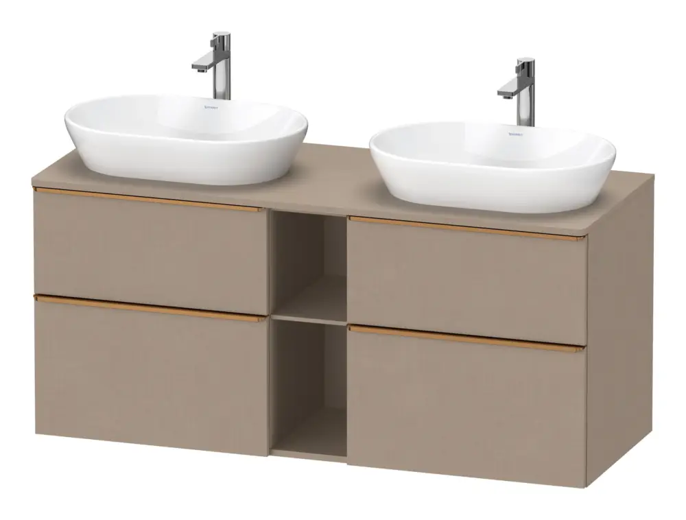 Super-Preis Duravit D-Neo Konsolenwaschtischunterschrank für 2 Becken mit 4 Auszügen und 2 Fächern Griff Bronze Gebürstet 1400 x 644 x 550 mm - Leinen Matt