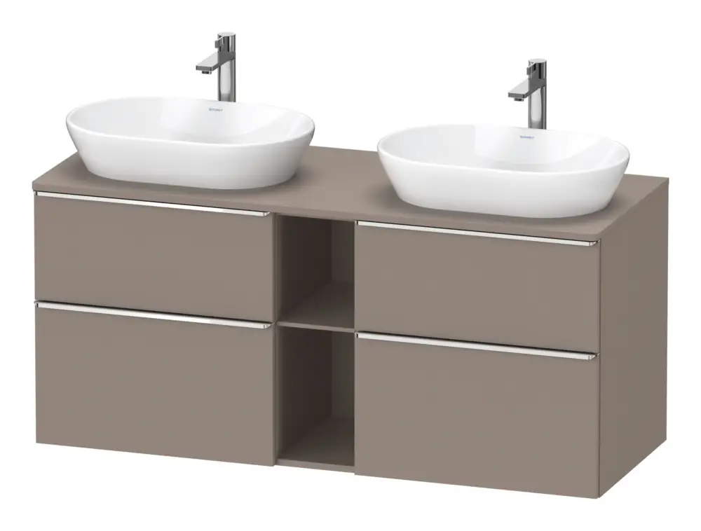 Duravit D-Neo Konsolenwaschtischunterschrank für 2 Becken mit 4 Auszügen und 2 Fächern Griff Chrom Hochglanz 1400 x 644 x 550 mm - Basalt Matt Online Kaufen