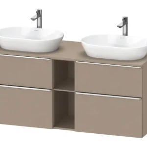 Abverkauf Duravit D-Neo Konsolenwaschtischunterschrank für 2 Becken mit 4 Auszügen und 2 Fächern Griff Chrom Hochglanz 1400 x 644 x 550 mm - Leinen Matt